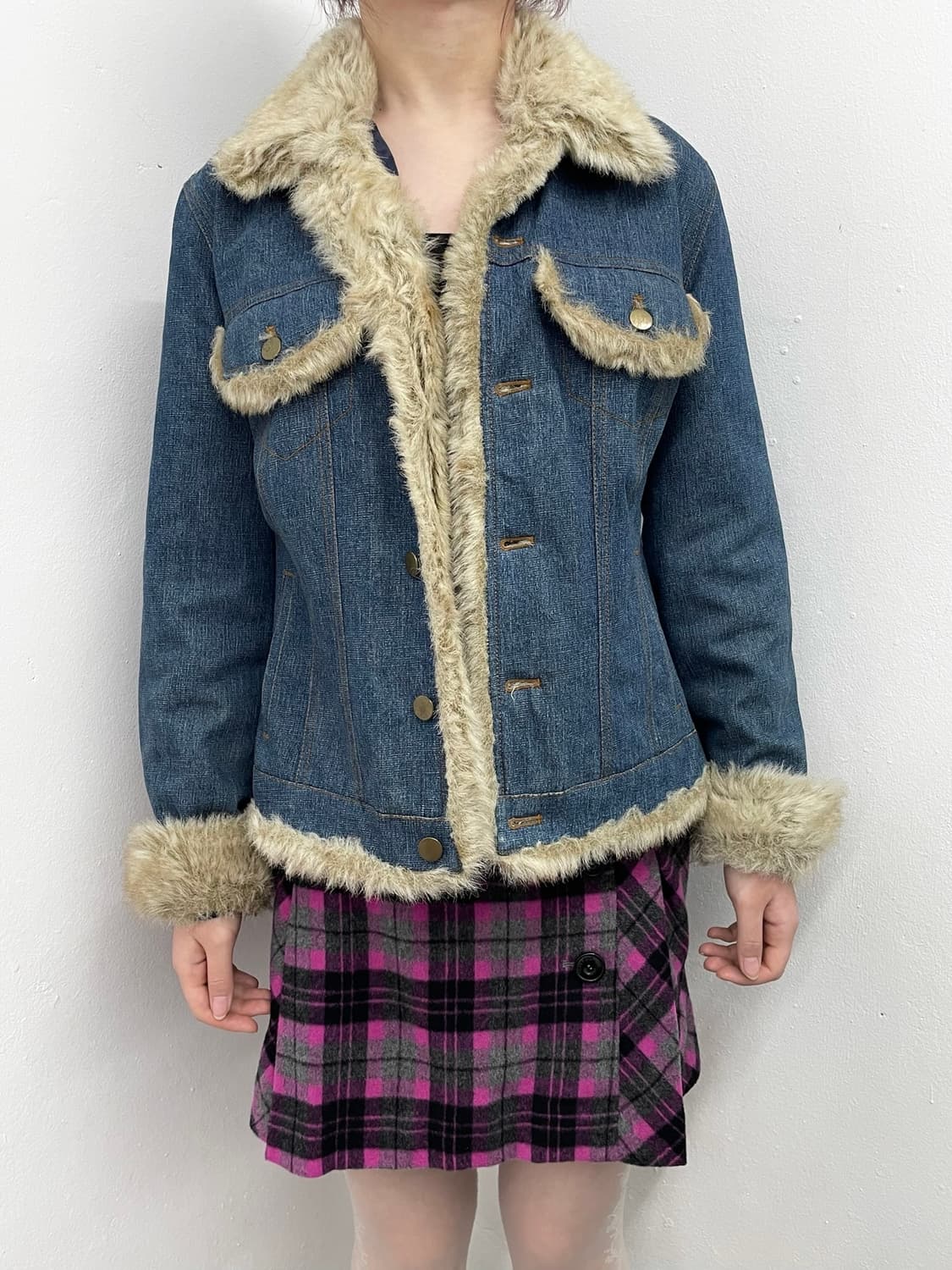 y2k 퍼 트리밍 데님 자켓  상품이미지4