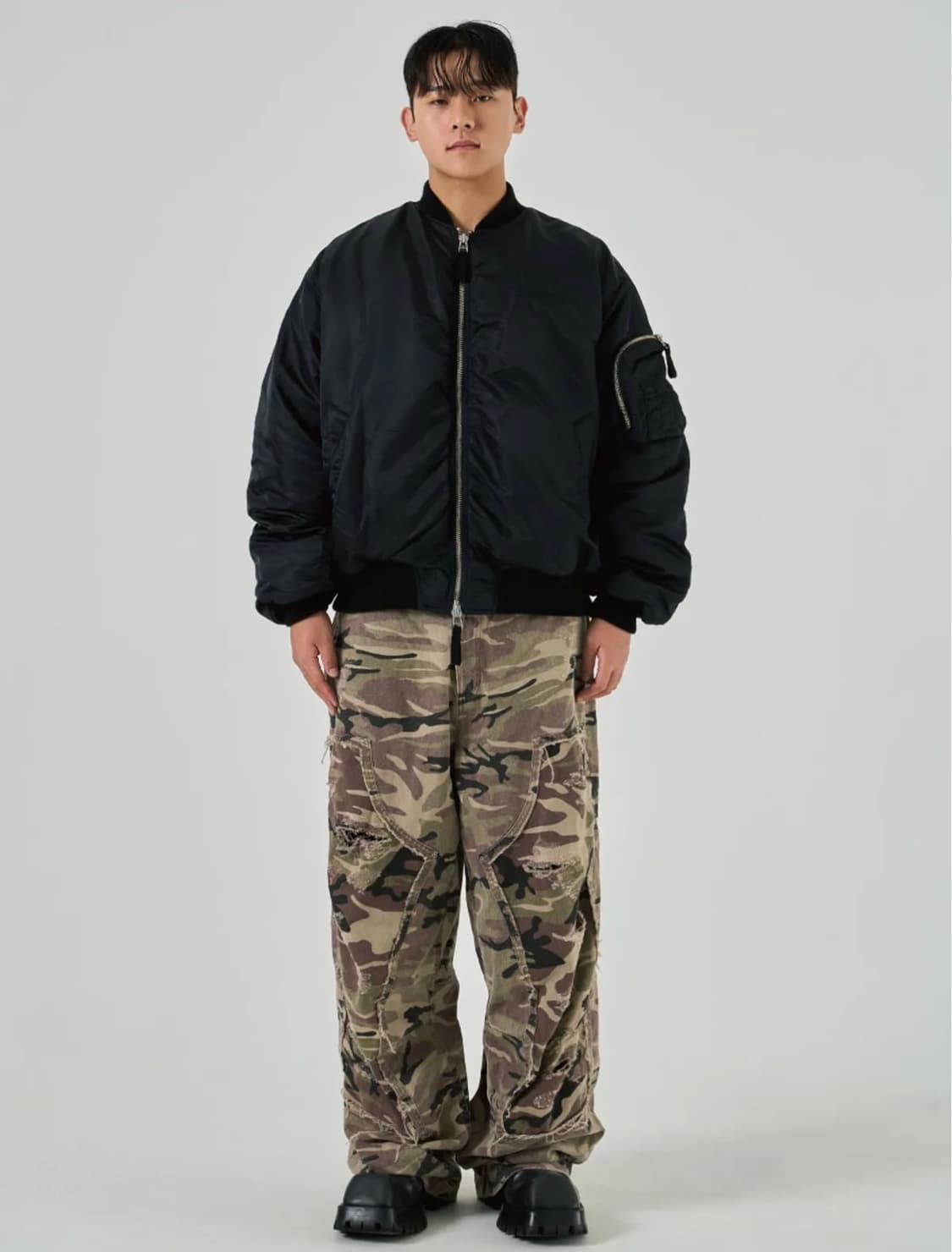 [L] ETCE 리버시블 오버사이즈 봄버 ma-1 자켓 블랙 상품이미지2