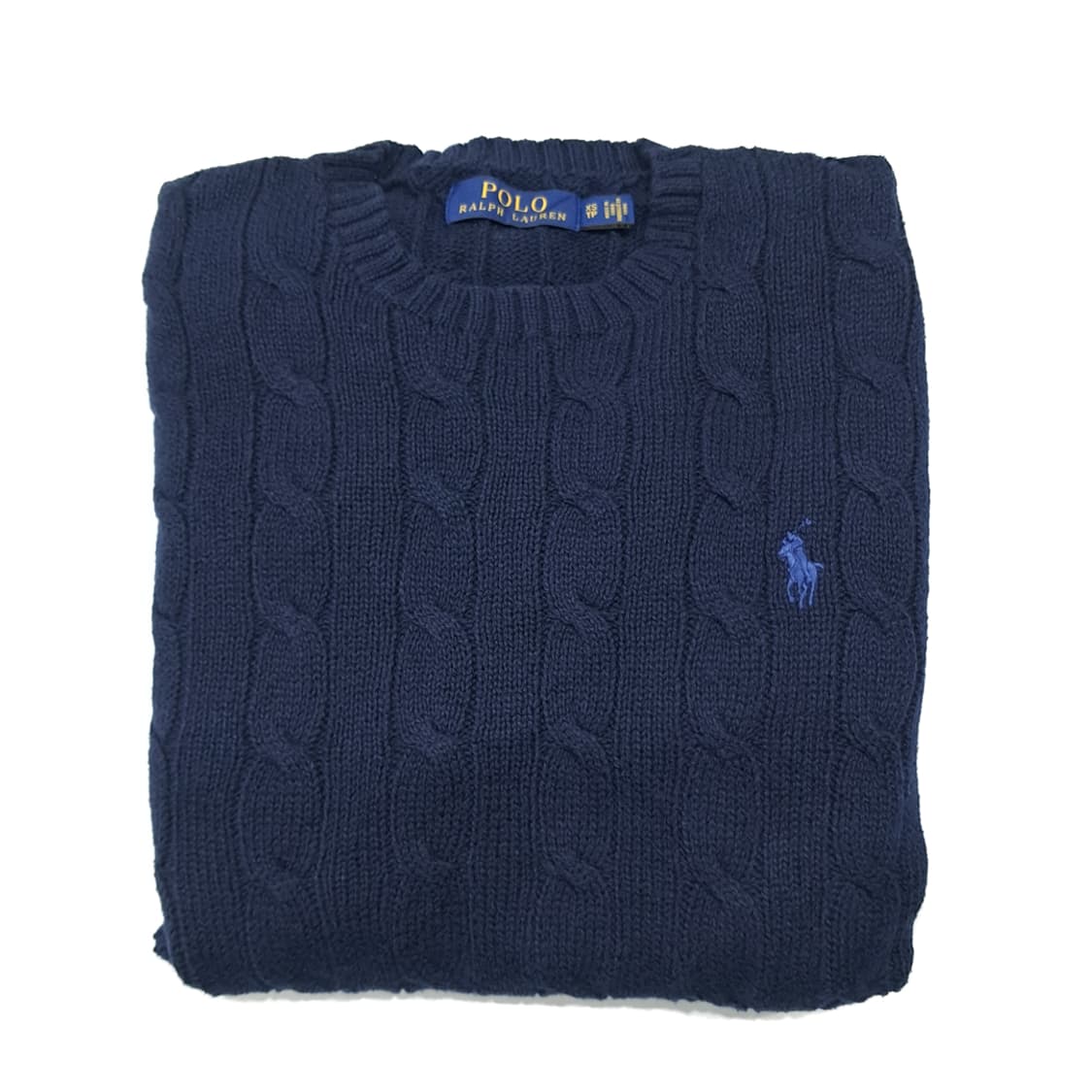 CL386 XS 폴로 코튼 케이블 크루넥 네이비 니트 스웨터 상품이미지7