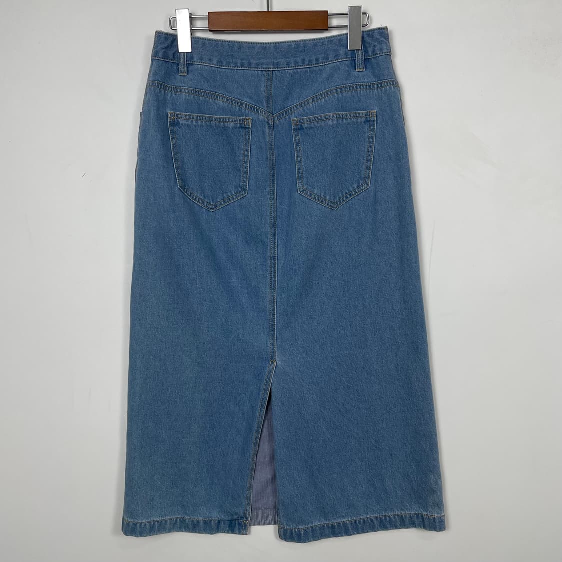 JUCY JUDY 투톤 스트라이프 데님 롱 스커트 상품이미지5