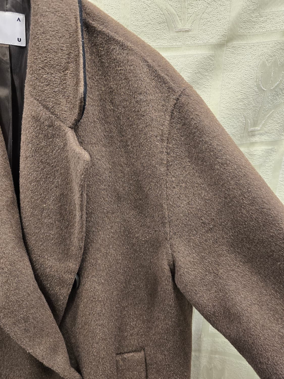 자주 JAJU 핸드메이드 브라운 더블 모직 롱코트 M(66) 상품이미지3