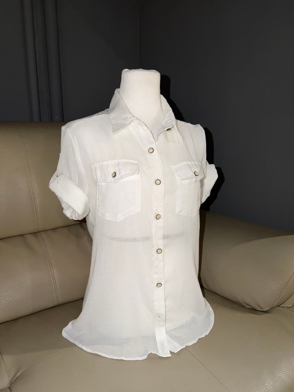 back lace point pocket shirt  상품이미지1