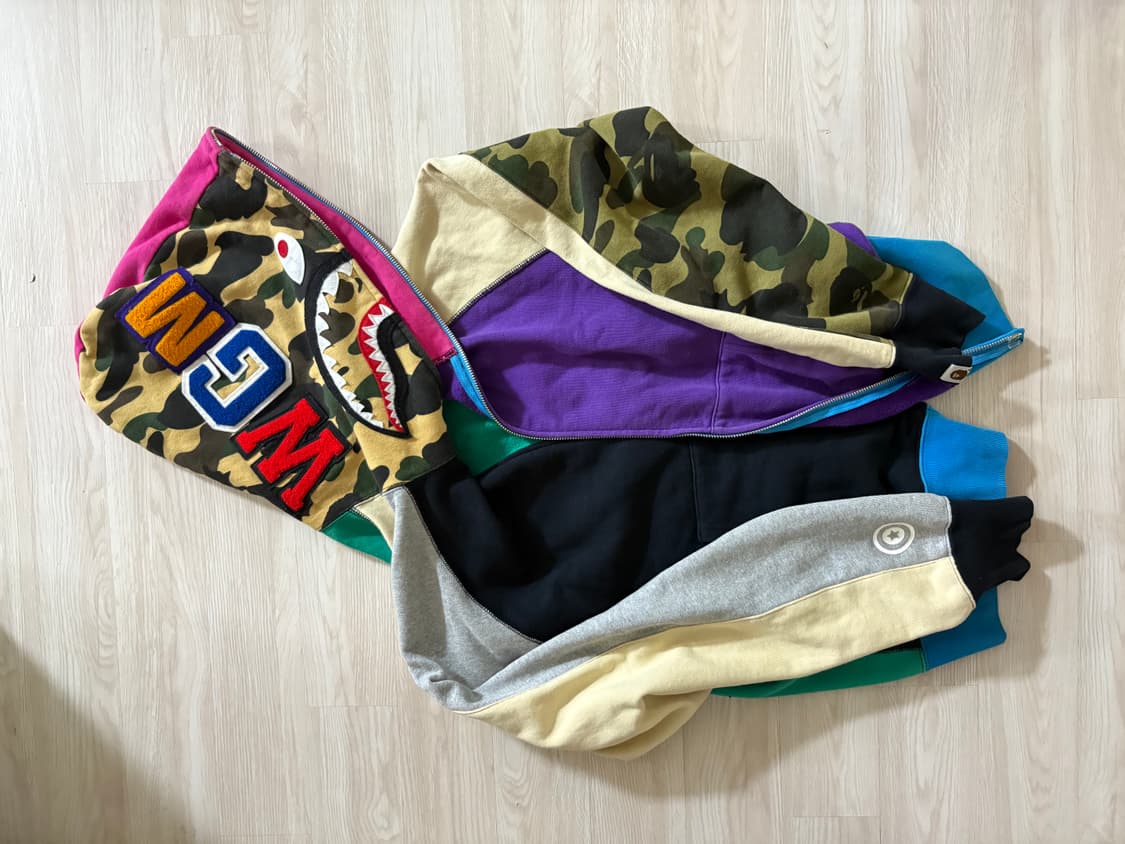 베이프 멀티컬러 샤크후드집업 L 판매합니다 상품이미지1