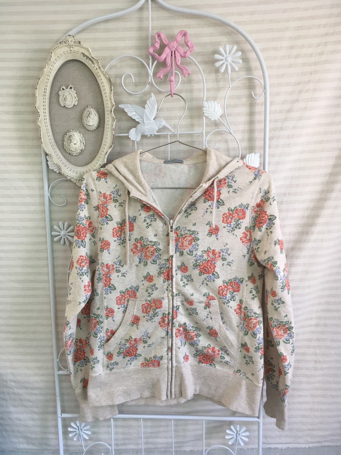 jpn vintage 플로럴 패턴 후드 집업 상품이미지6