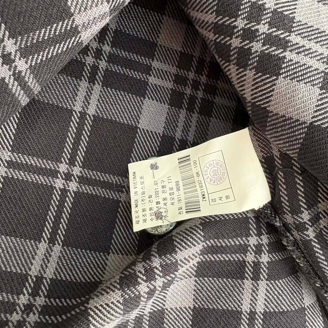 21ss 지오송지오 오버핏 남성 체크 셔츠[100] 상품이미지5
