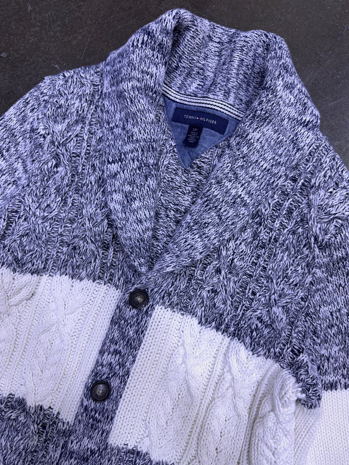 타미힐피거 케이블 배색 숄카라 넥 가디건 스웨터 S 상품이미지3