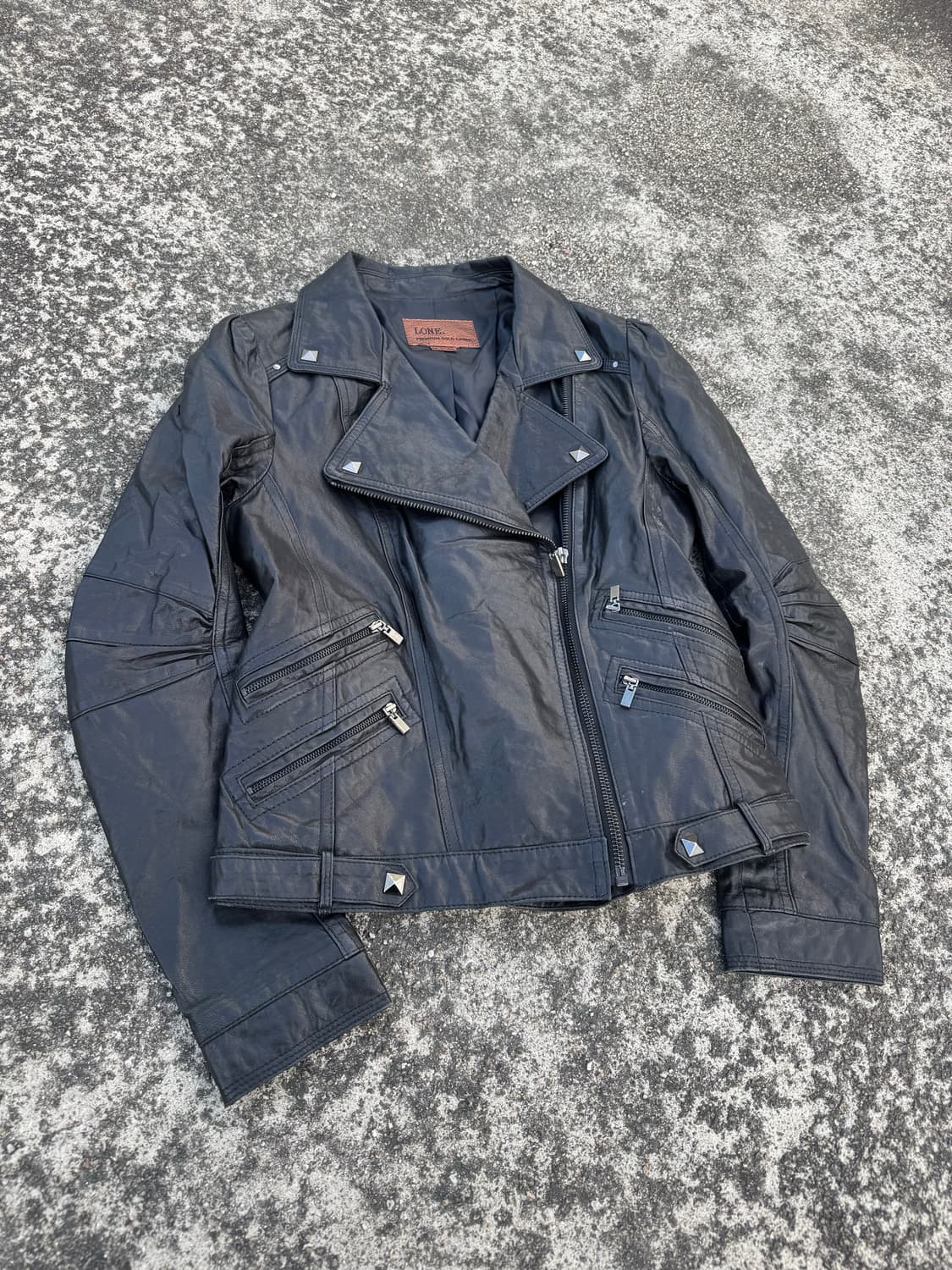 Leather Biker Zip Jacket 상품이미지2