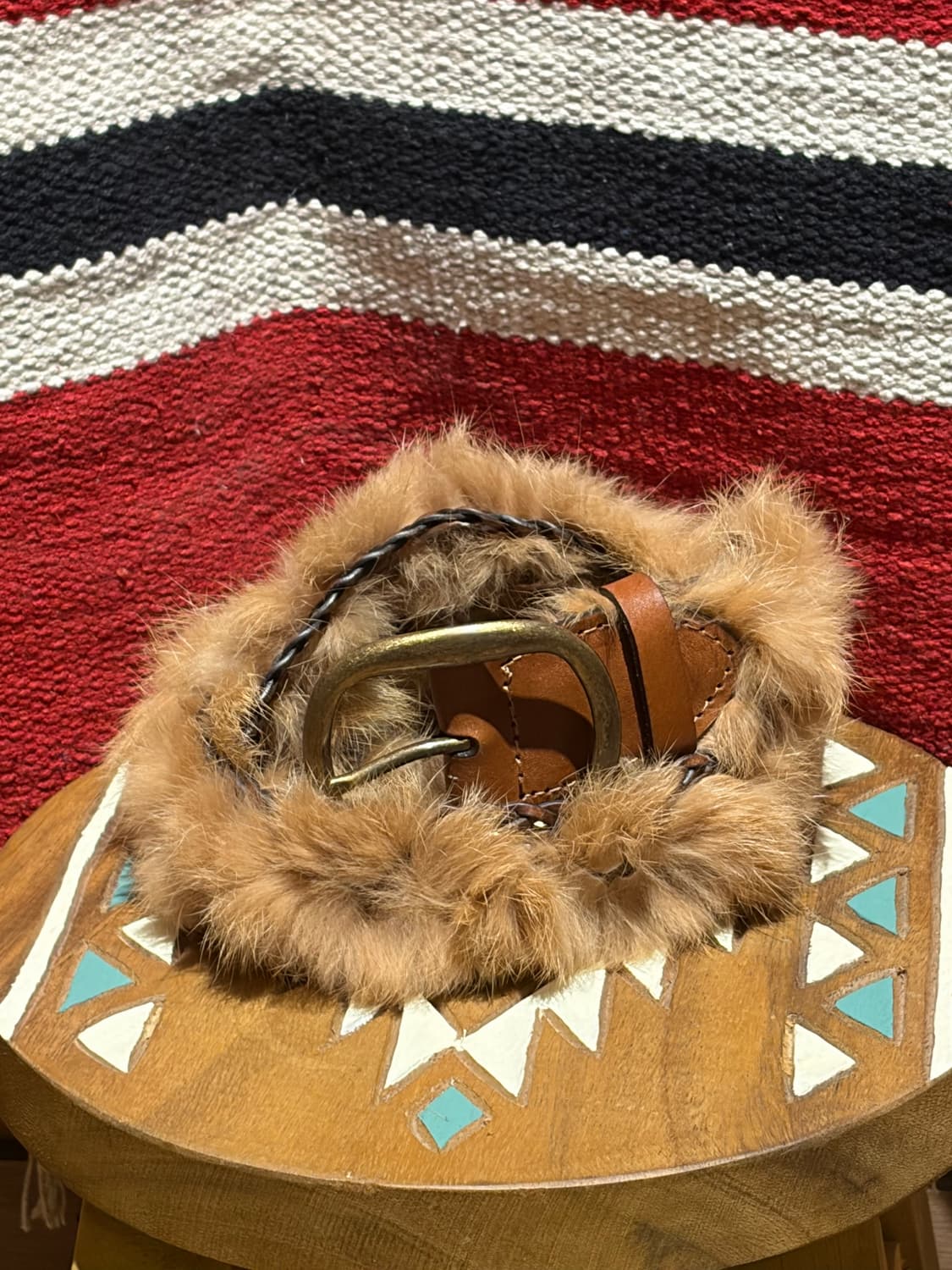 Woman ethnic y2k fur belt / 여자 에스닉 퍼 벨트 상품이미지1