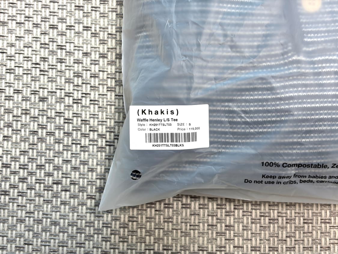 [S] 카키스 Waffle Henley L/S Tee 블랙 와플 티셔츠 상품이미지4