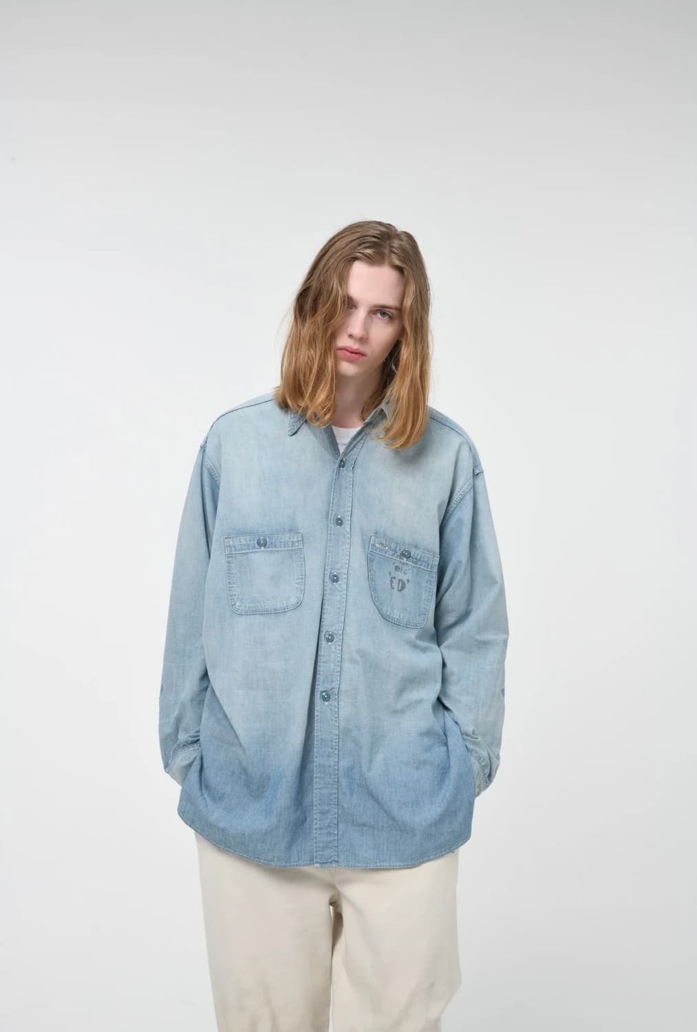 바우와우 24fw Bowwow USN Sailors 샴브레이 셔츠 L 상품이미지3