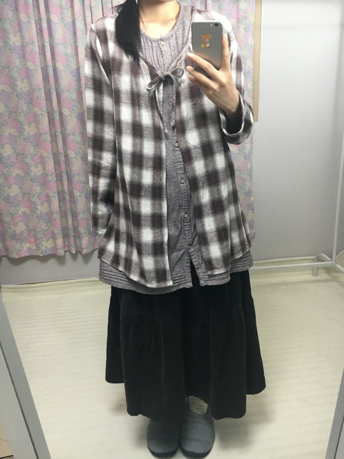 브라운 체크 레이어드 블라우스 상품이미지3