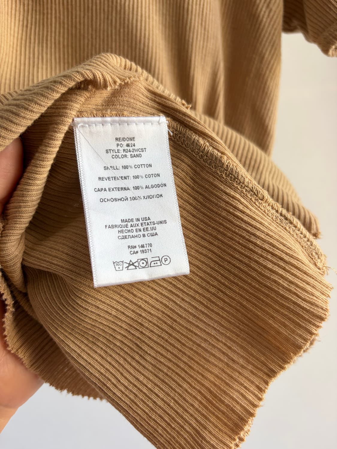 RE/DONE hanes 60s 리브 캡 슬리브 티셔츠 XS 리던헤인즈 상품이미지5