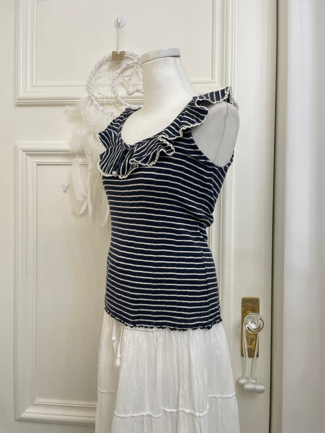 navy&gray ruffle crochet lovely mori set 상품이미지7