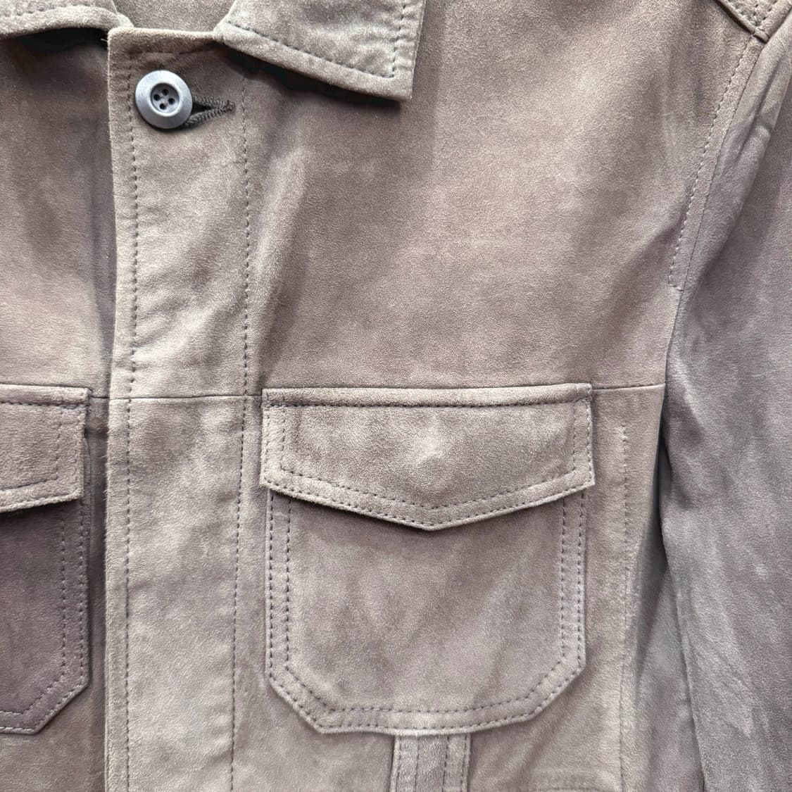 올세인츠 고트 스웨이드 레더 셔츠 자켓 워싱 투포켓 디테일 카키 브라운 상품이미지6