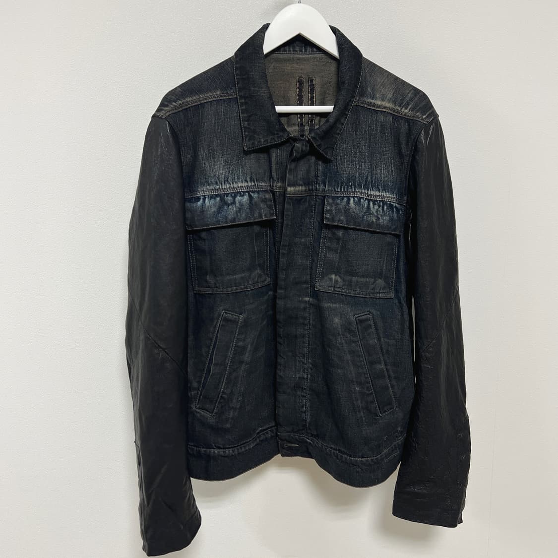 릭오웬스 10SS 다크쉐도우 팔가죽 데님 자켓 블루 블랙 상품이미지5