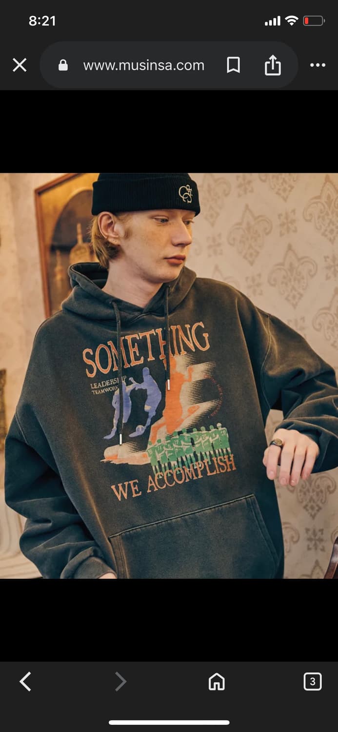 꼼파뇨 [기모] TEAM WORK 피그먼트 후드티 스모크블랙 상품이미지1