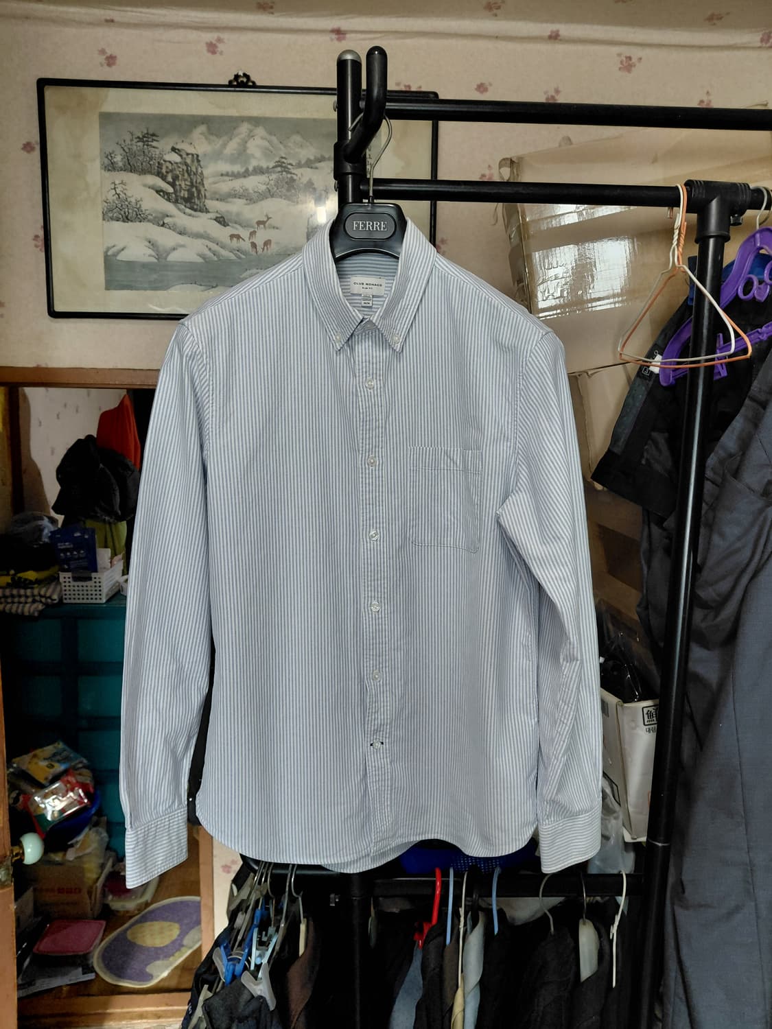 [클럽모나코]슬림핏 옥스포드 스트라이프 셔츠 M(100)사이즈 상품이미지1