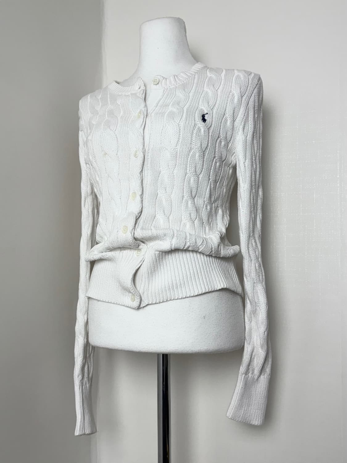 폴로 케이블 가디건 화이트 (신형) 상품이미지2