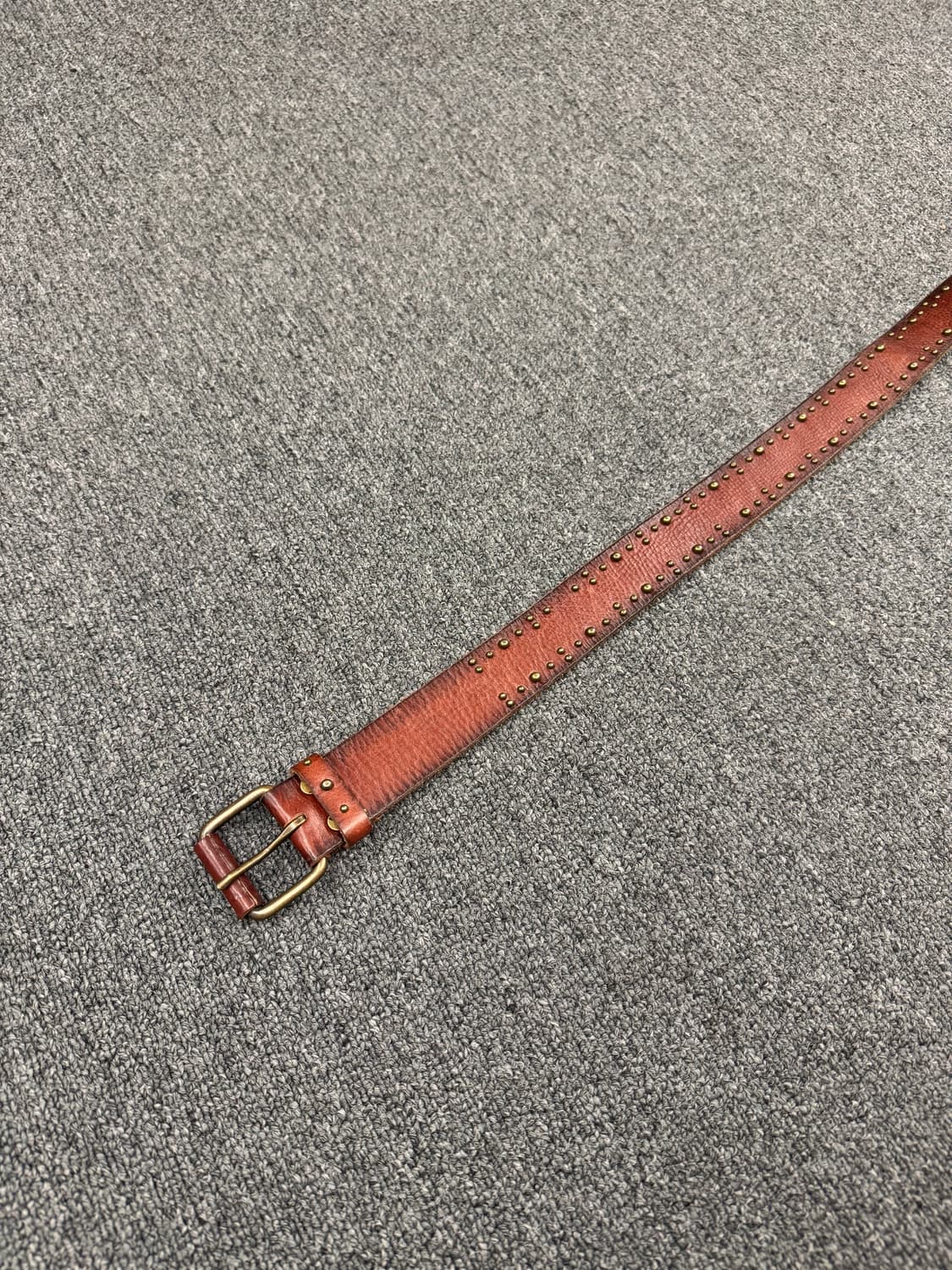 American Eagle 빈티지 스터드 패턴 웨스턴 브라운 가죽벨트 상품이미지2