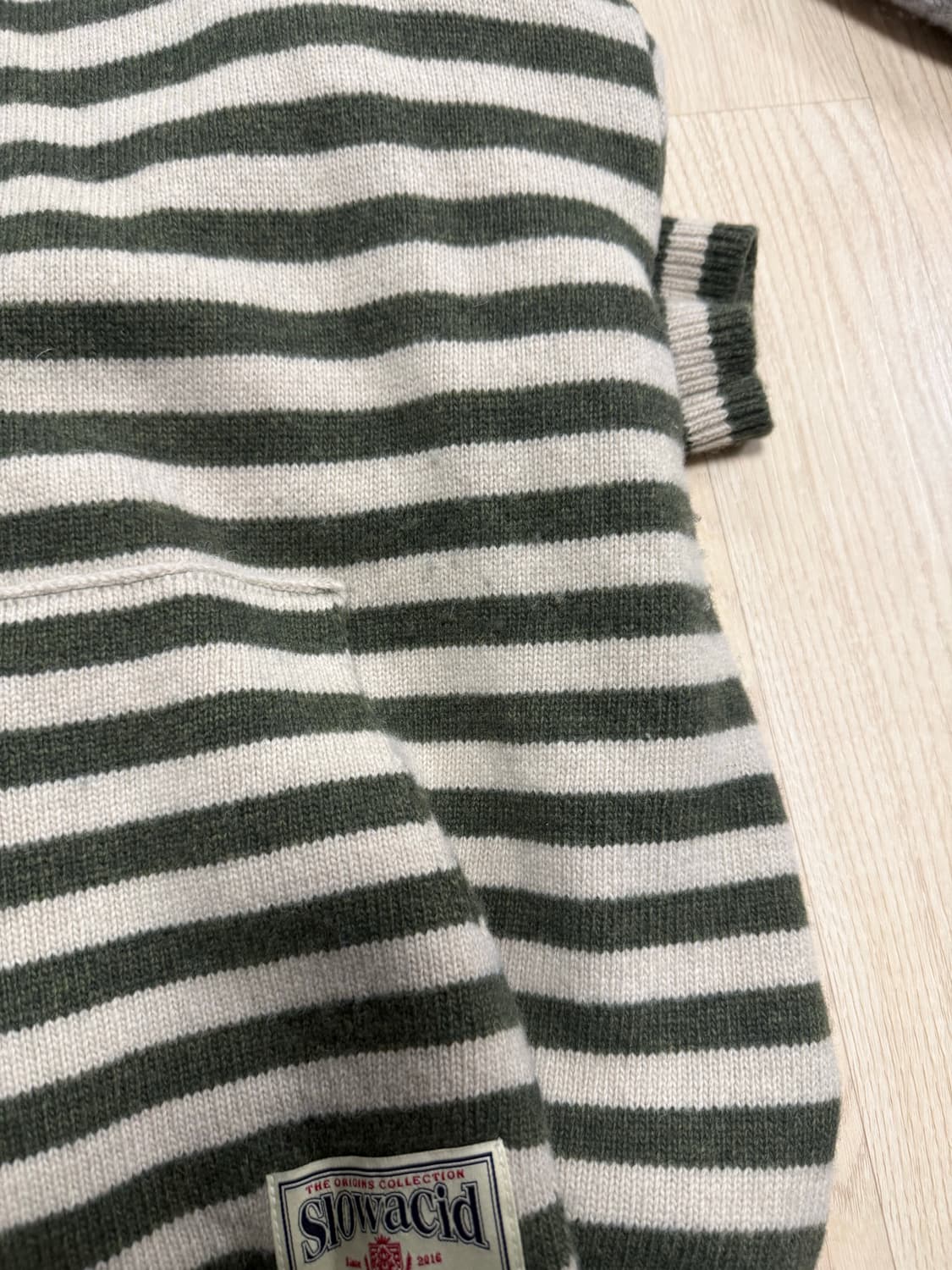 슬로우애시드 니트 후드집업 - 카키 S 상품이미지6