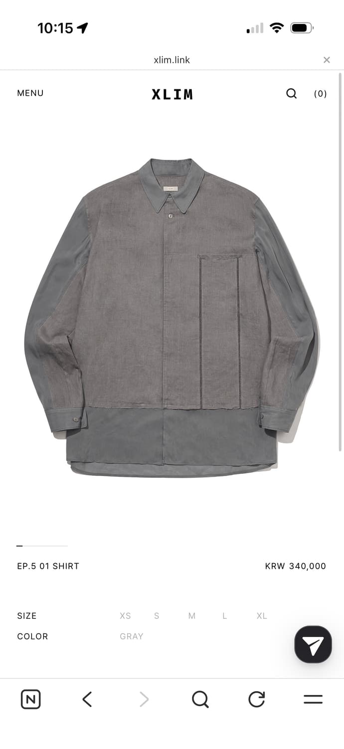 XLIM 엑슬림 EP.5 01 큐프라 릴렉스 핏 셔츠 그레이 상품이미지1
