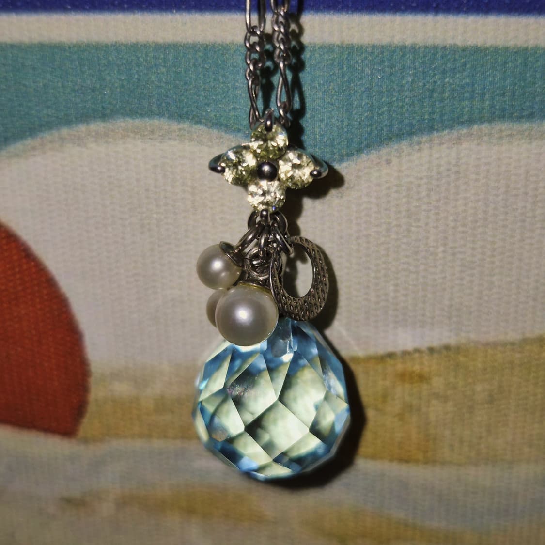 90s 꾸레쥬 한정 물방울 크리스탈 목걸이 상품이미지7