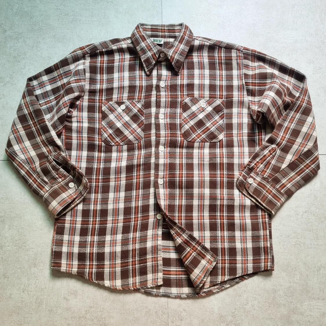 70s USA Ely Cotton Flannel Check Shirt L 상품이미지2