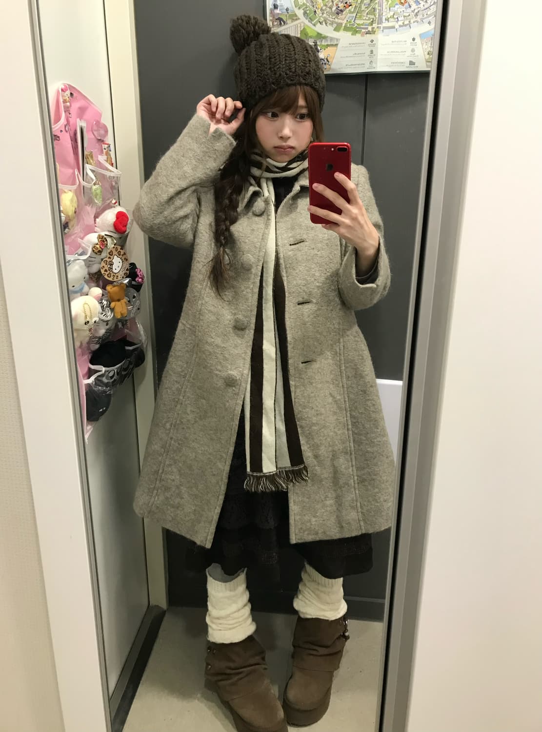 브라운 체크 모카무스 울코트 모리걸 코디세트 상품이미지2