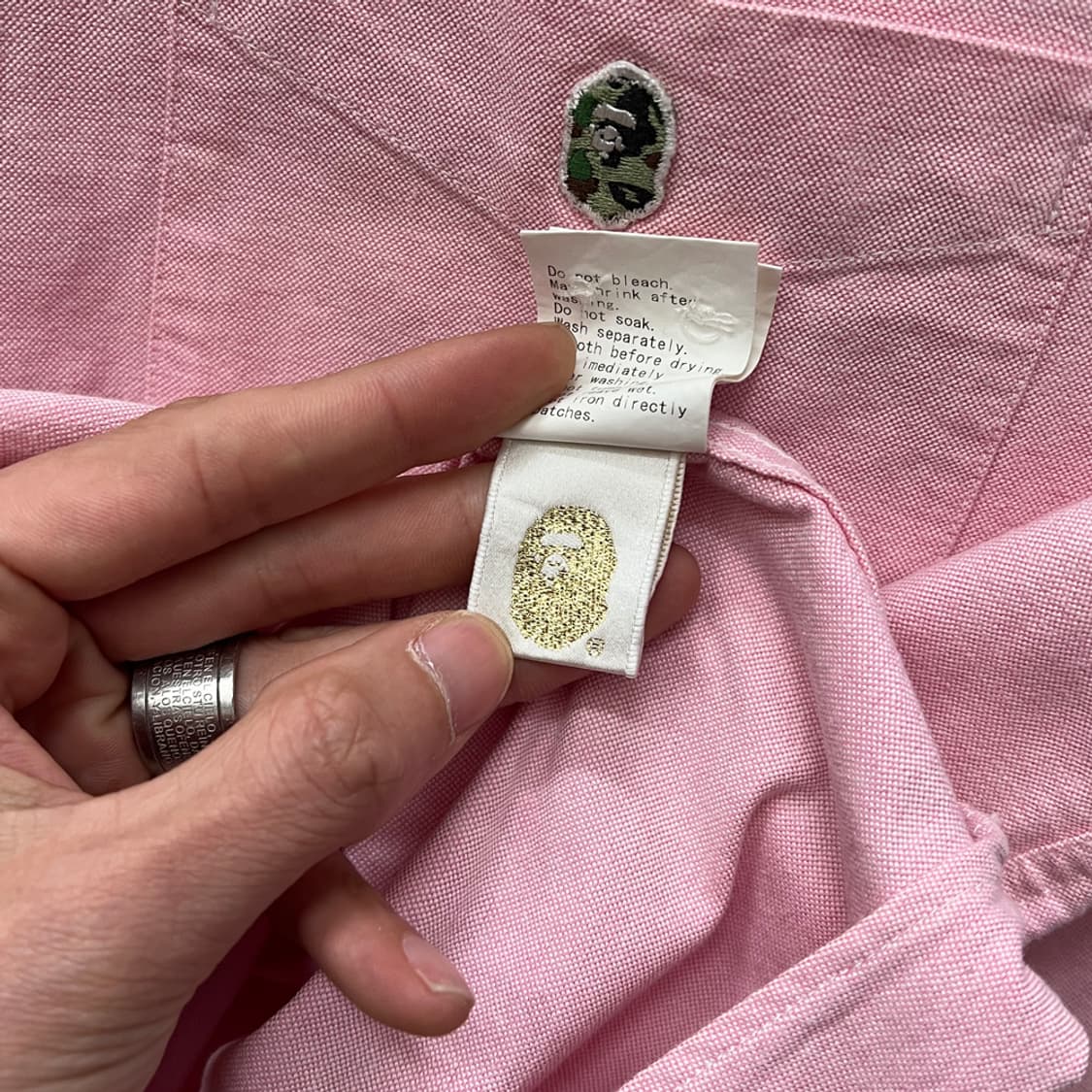 Bape 베이프 사루 로고 옥스포드 셔츠 L 상품이미지8