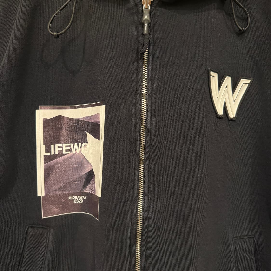 라이프워크 백로고 사이드라인 후드집업 FREE 블랙 상품이미지3