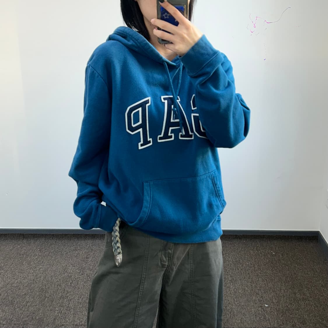 Gap 갭 네이비 로고 딥 블루 후드티 상품이미지2