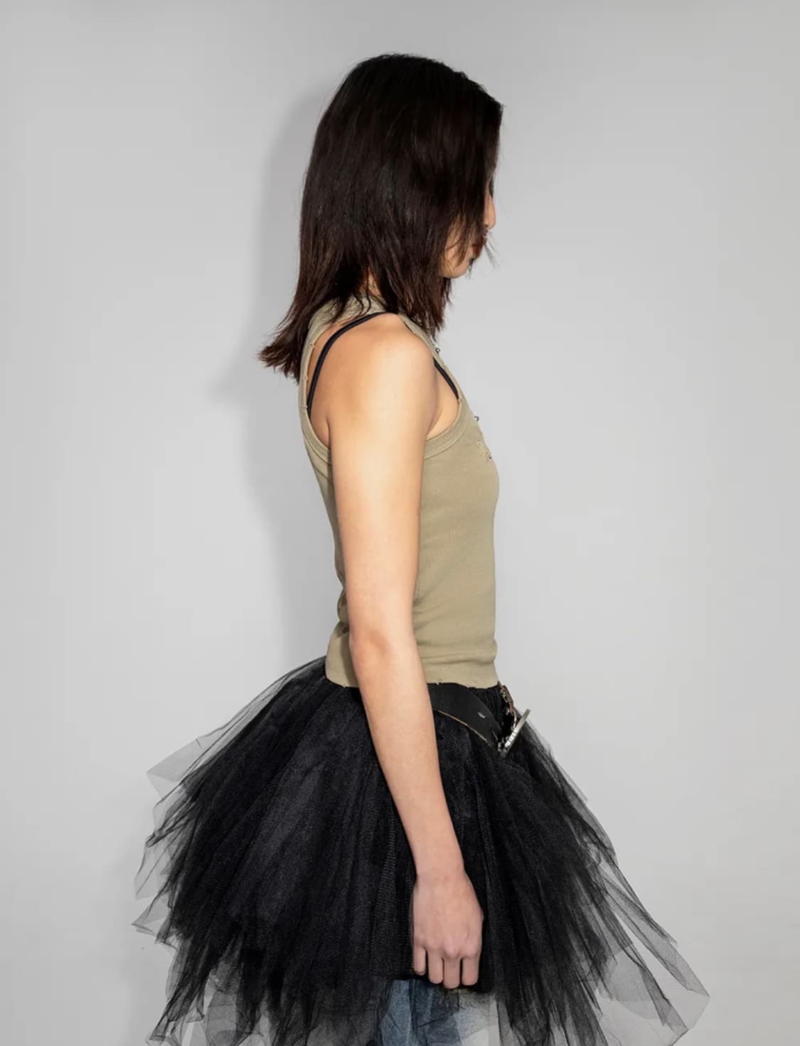 Yeel leey 빈티지 슬리브리스 탑 카키 상품이미지3