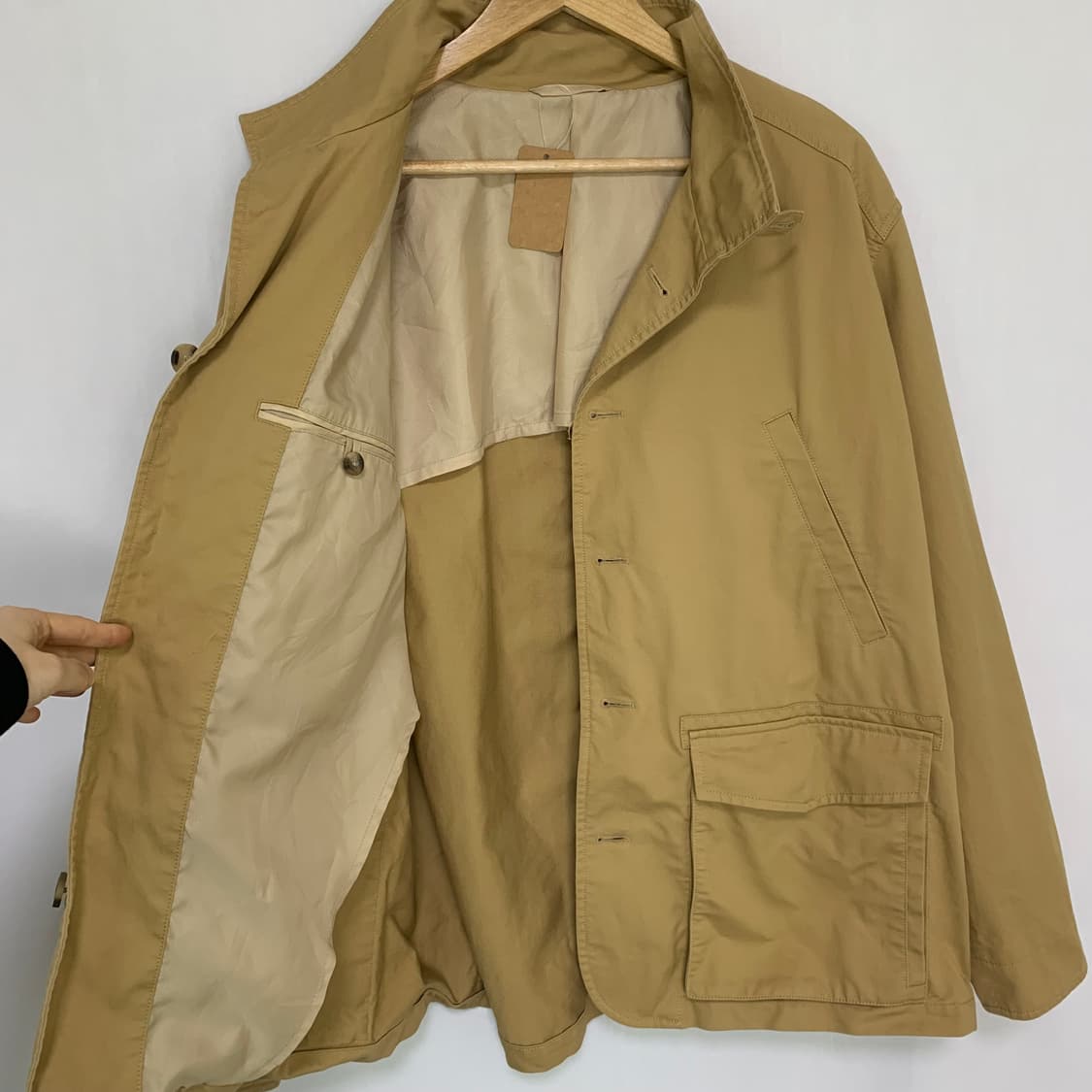 에디바우어 반 하이넥 트렌치 버튼 카고 자켓 베이지 남성 L 상품이미지4