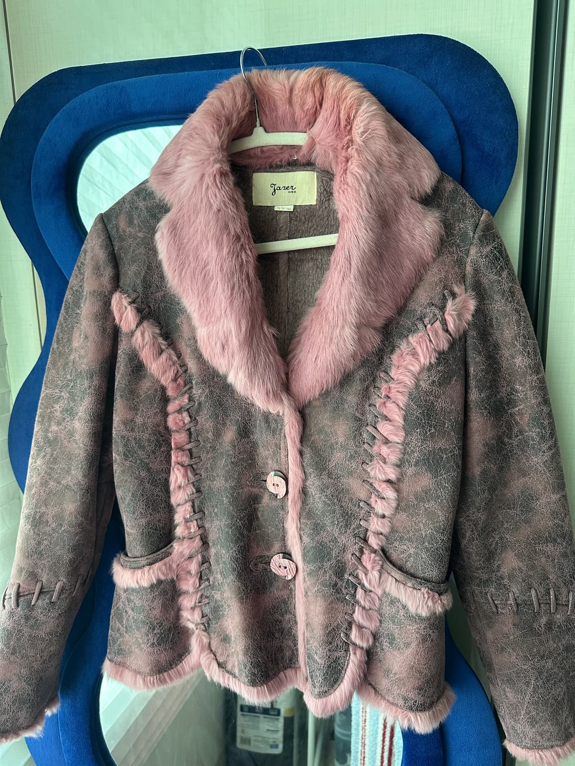 핑크 빈티지 무스탕 자켓 상품이미지1