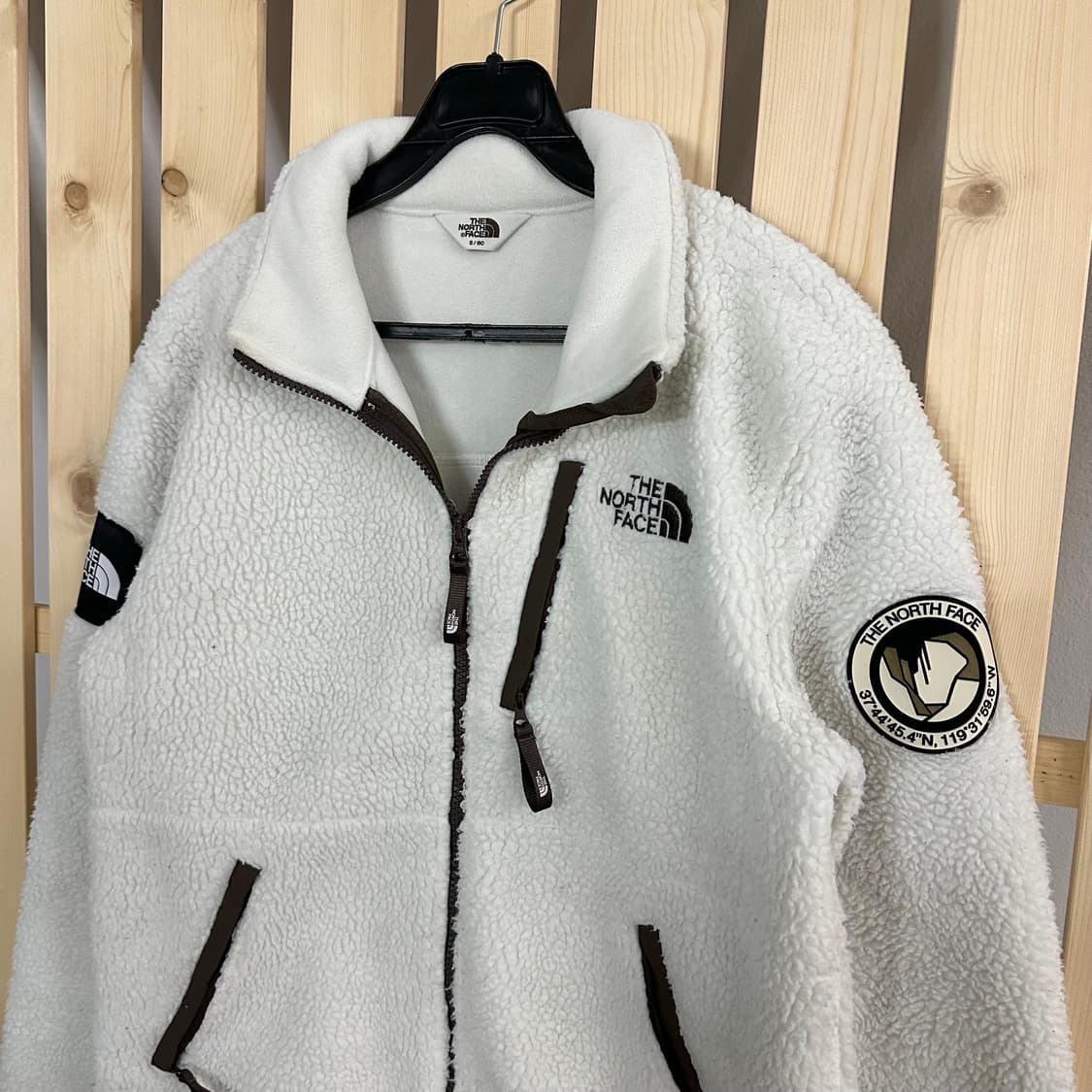 (M) 노스페이스 화이트 브라운 배색 후리스 플리스 자켓 상품이미지3