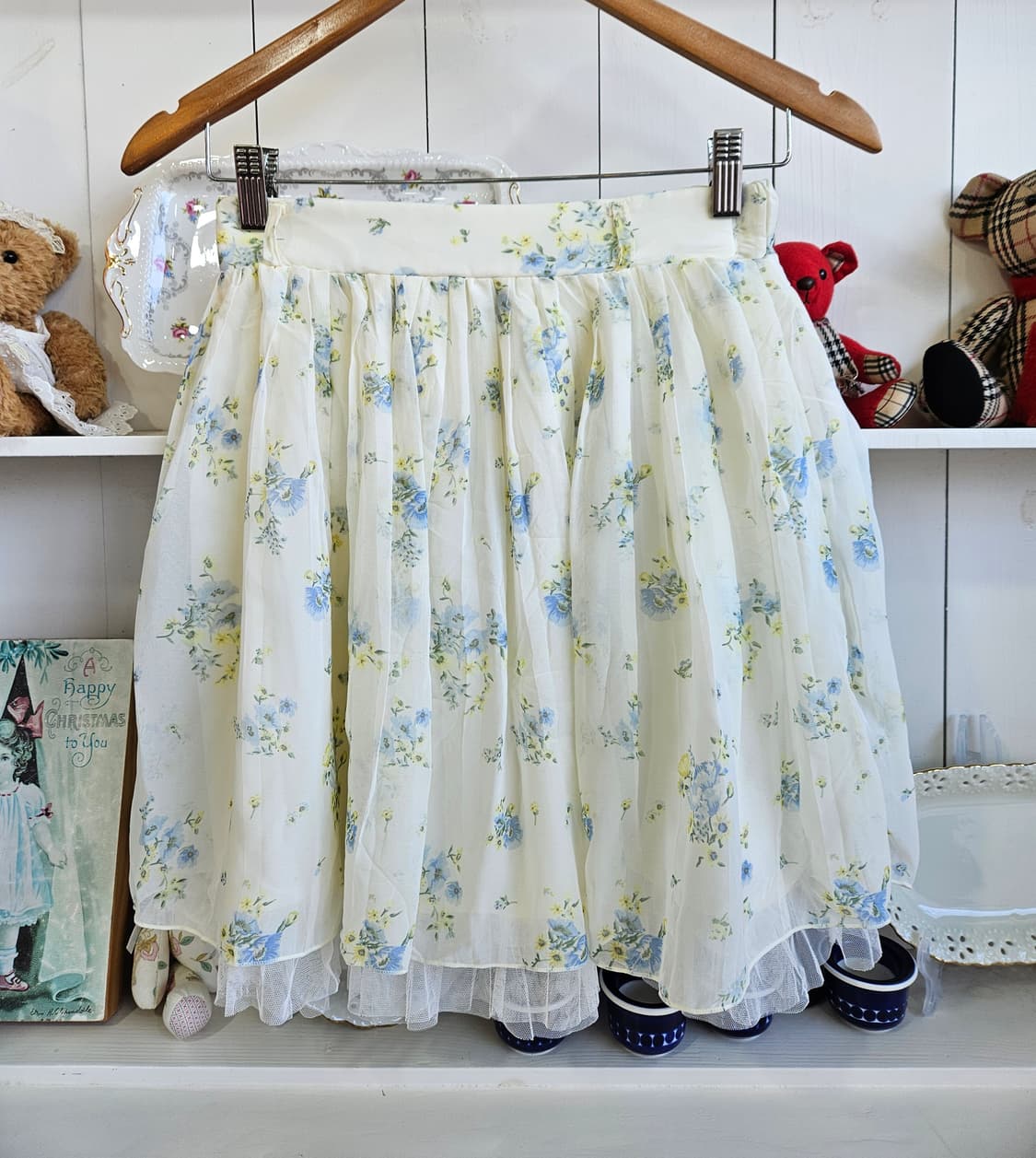 콜자(COLZA) 플라워 쉬폰 튤 스커트 상품이미지1