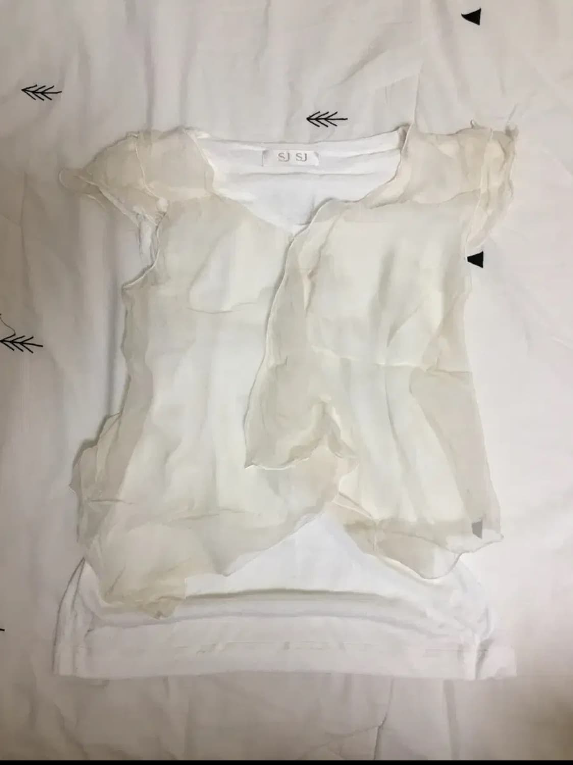 sjsj 레이스 반팔 블라우스 상품이미지1