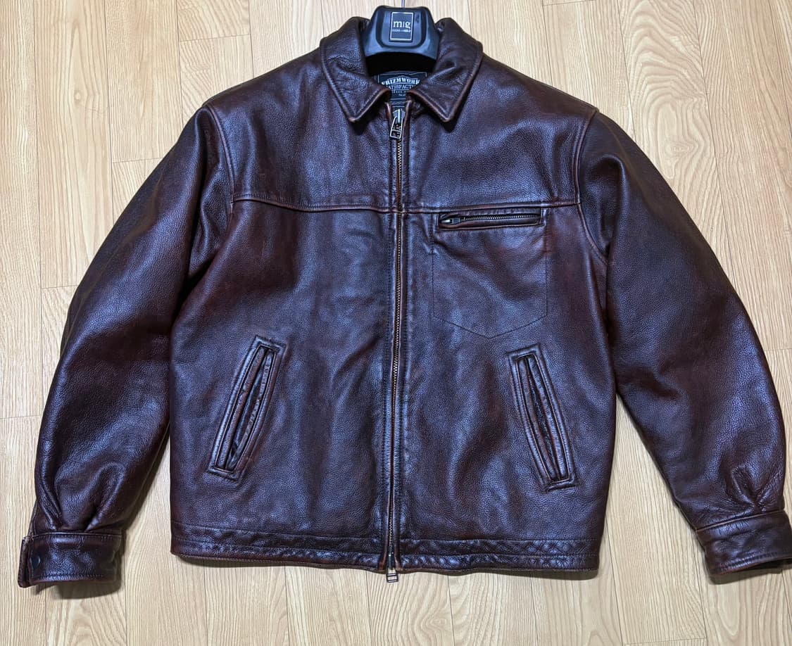 프리즘웍스 디스트로이드 디트로이트 카우레더 가죽자켓 브라운 s 상품이미지3