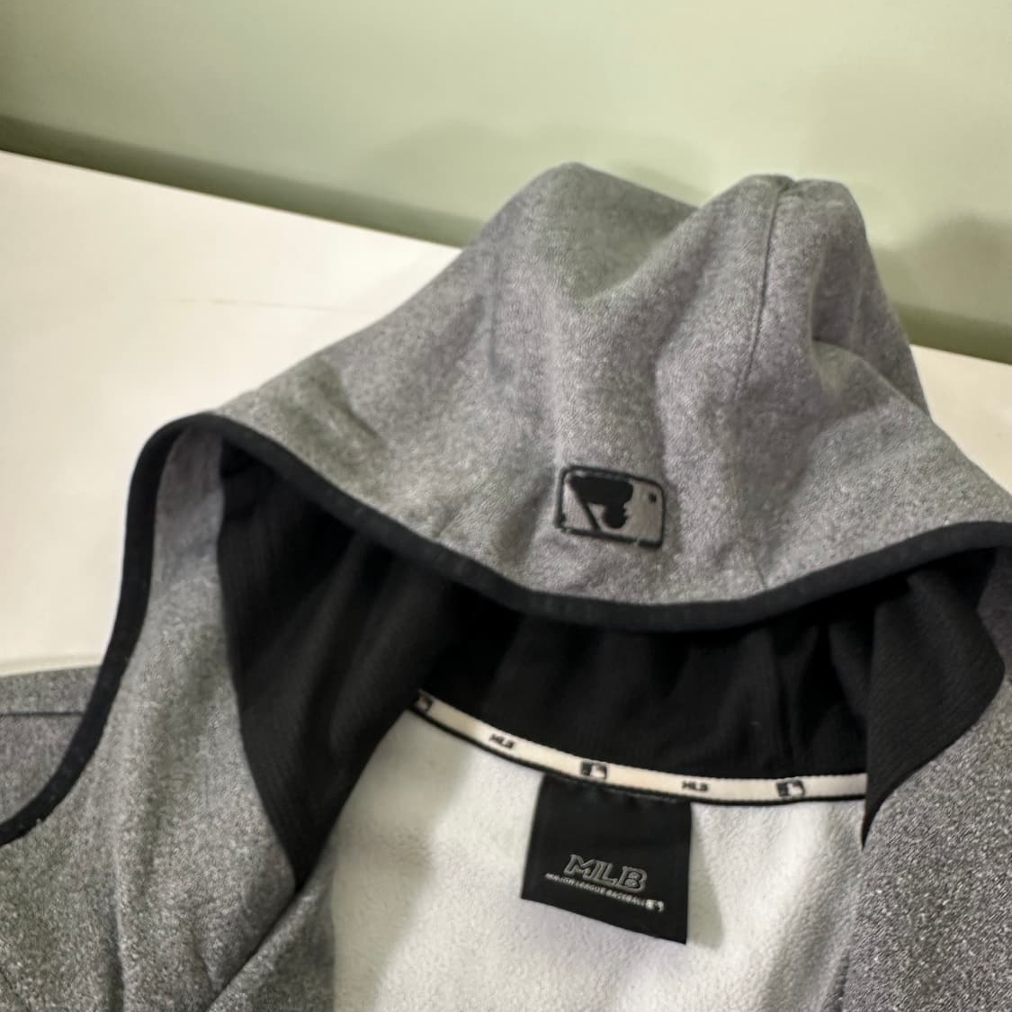 100 L MLB 진그레이 LA다저스 져지재질 웜후드자켓 상품이미지4