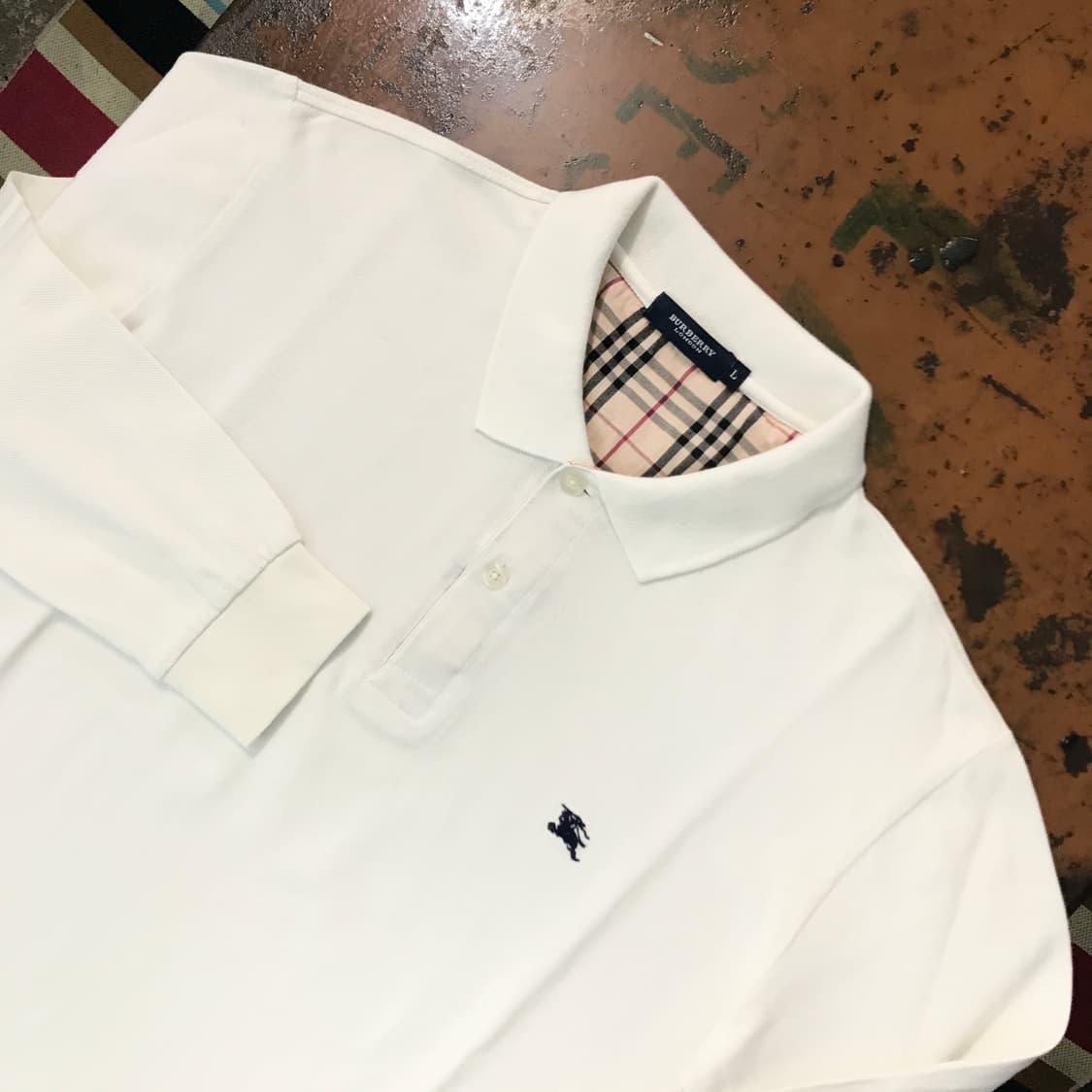 버버리 크림 아이보리 긴팔 피케 남성 102 105 여성 프리사이즈 상품이미지3