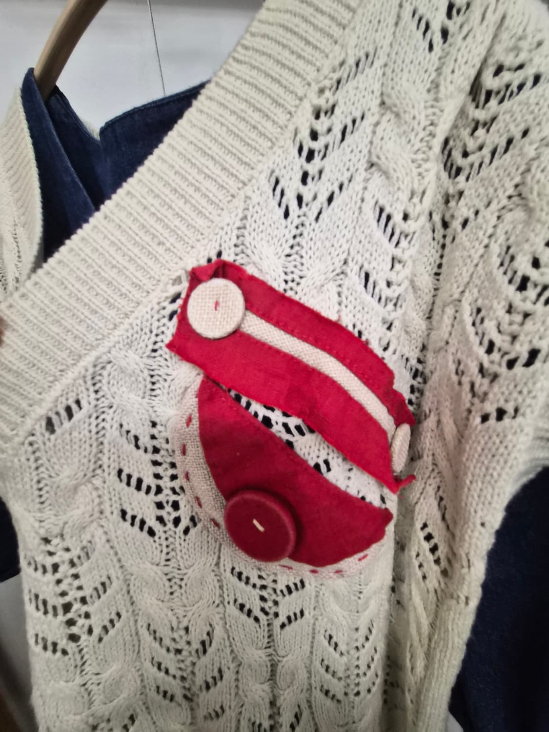 브이넥 벌룬 퍼프 데님 원피스. 스티치 포인트 베스트 상품이미지6