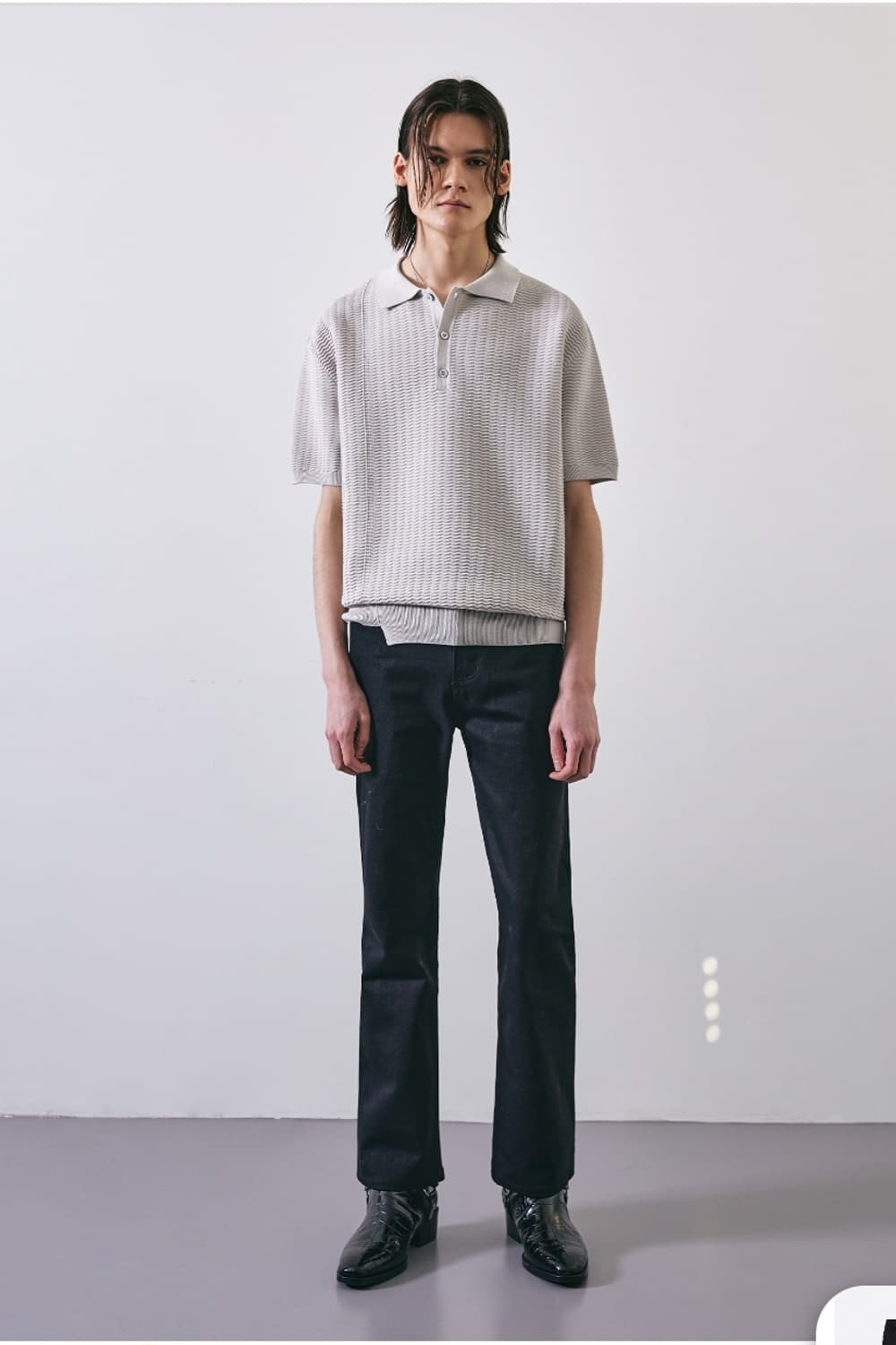 엘무드 르 스모킹 플레어 진 퓨어 블랙 데님 스트레이트 부츠컷 상품이미지2