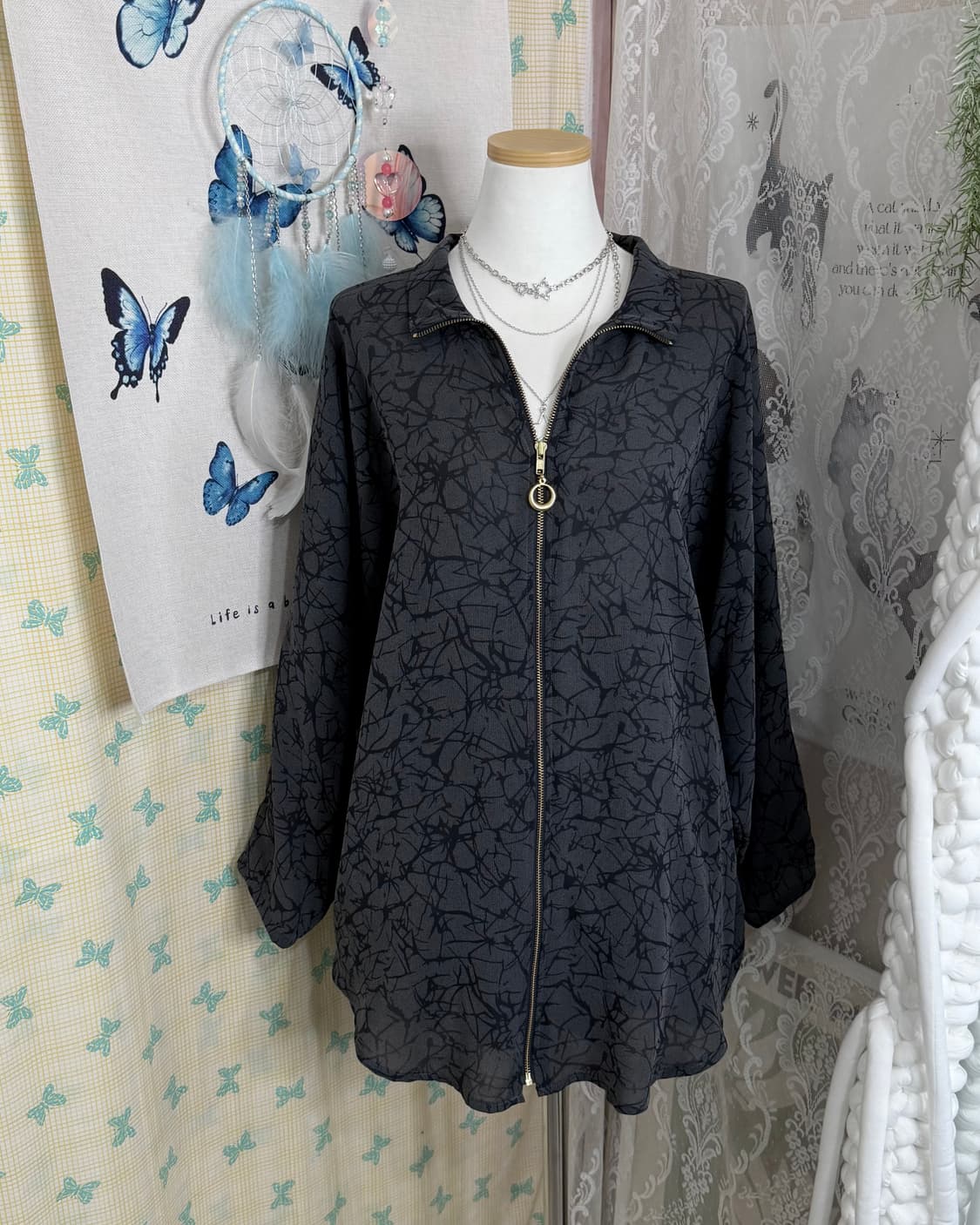 그레이 & 블랙 유니크 집업 자켓 상품이미지3