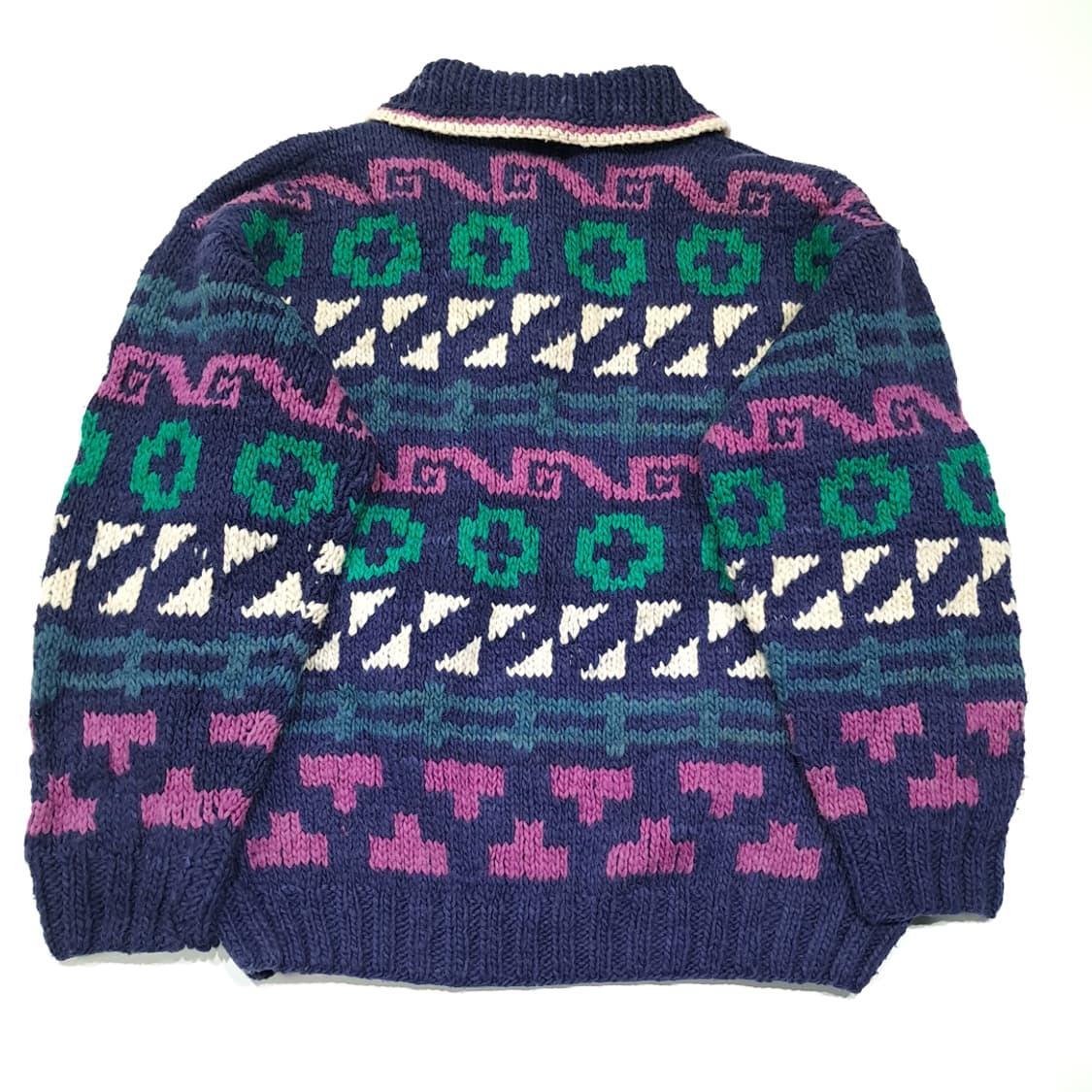 CL207 2XL 이달고 에콰도르 핸드니트 울 에스닉 네이비 헨리넥 상품이미지6