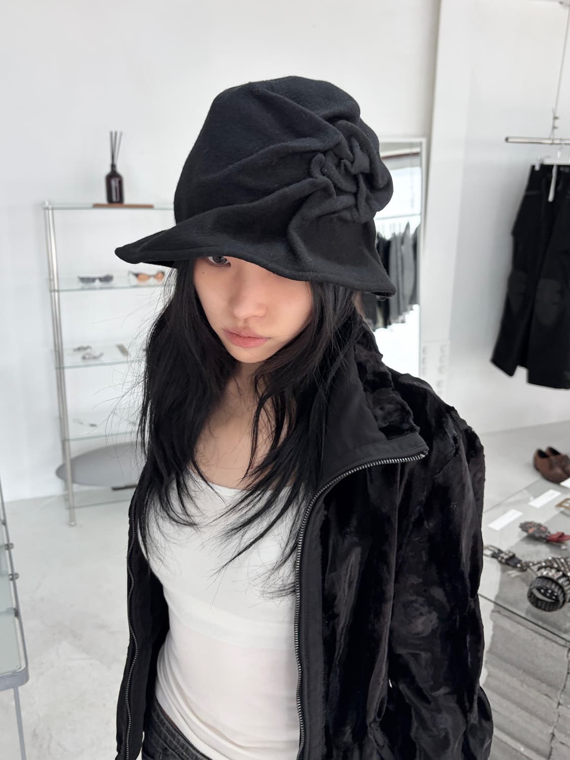 ca4la 플라워 링클 울 모자 상품이미지1