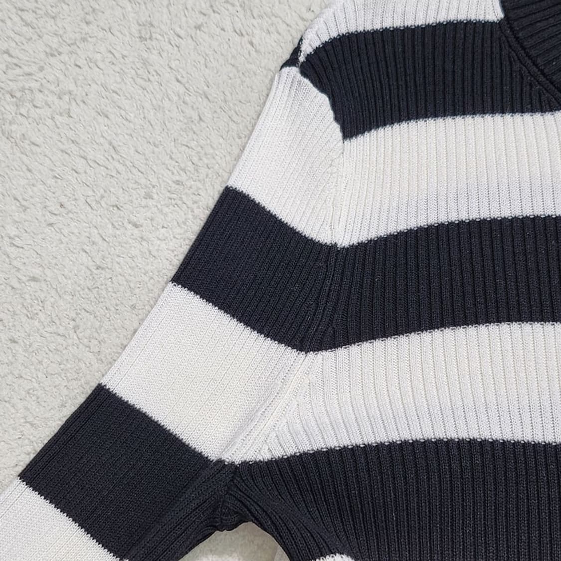 LACOSTE 여성용 골지 스트라이프 니트 36 상품이미지4