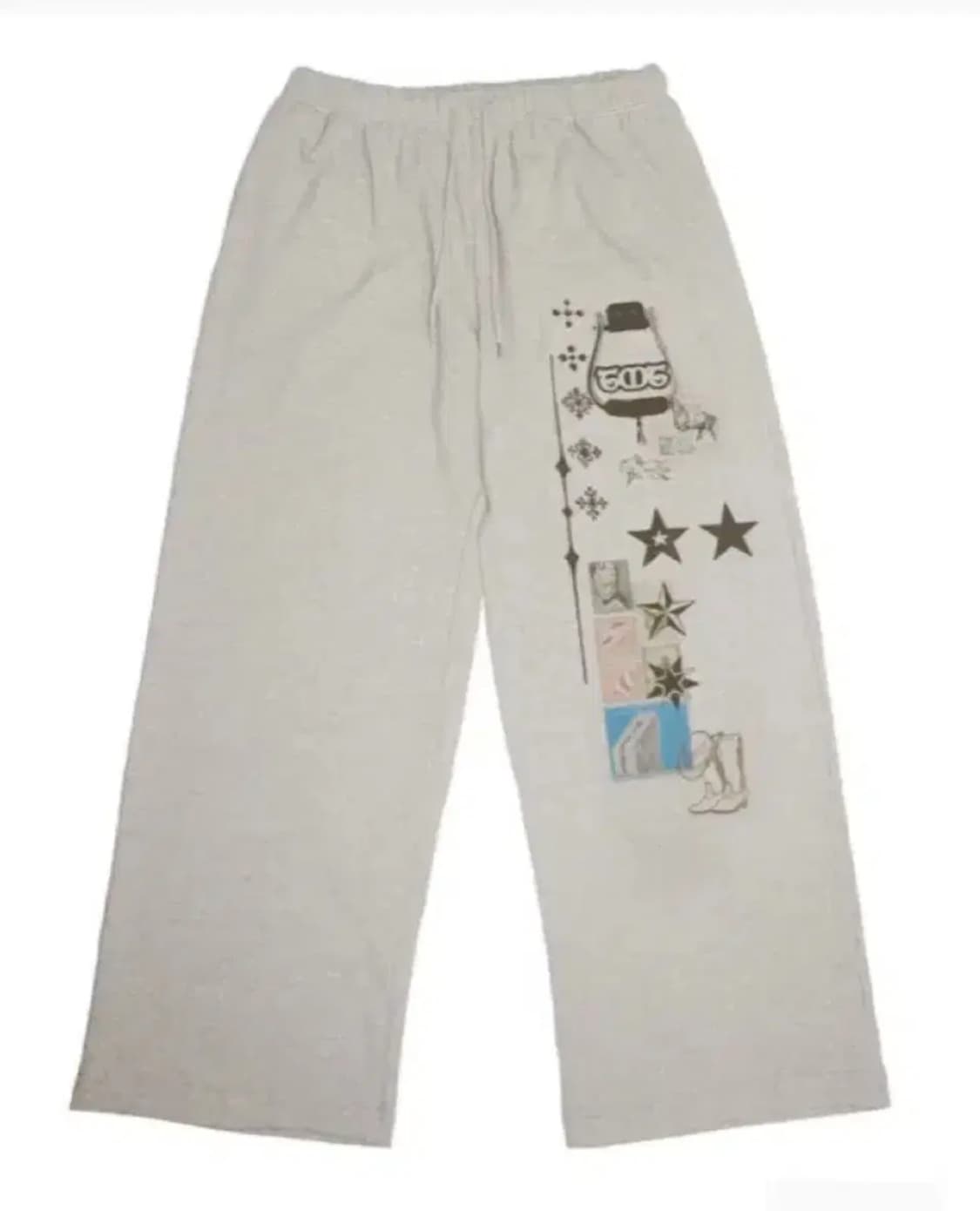 투머치택스 프린트 와플 팬츠 아이보리 상품이미지1