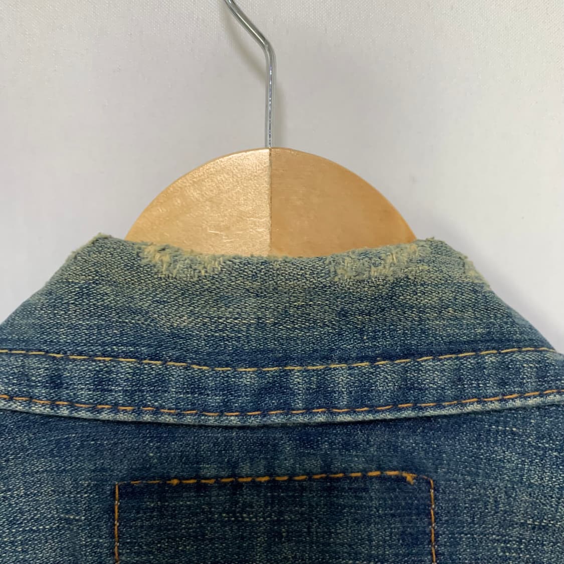 트루릴리젼 빈티지 데미지 패치 데님 중청 청자켓 M y2k 상품이미지7