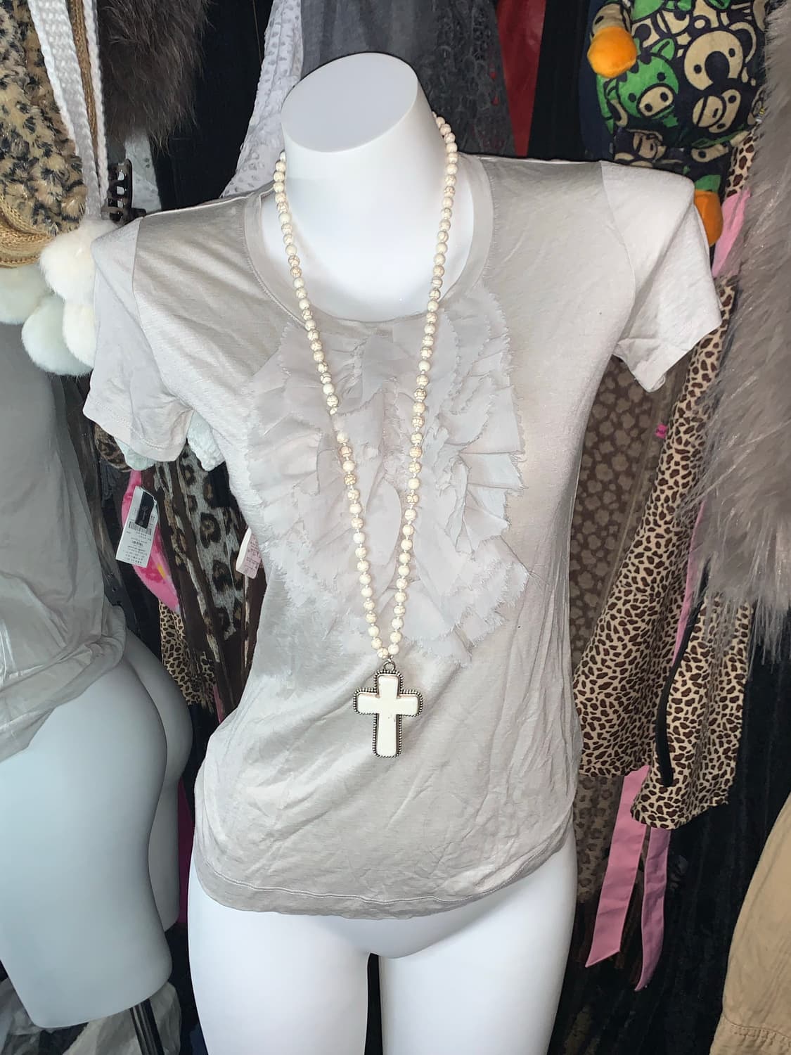 y2k 앤틱 뮤트 프릴 슬림반팔 상품이미지1