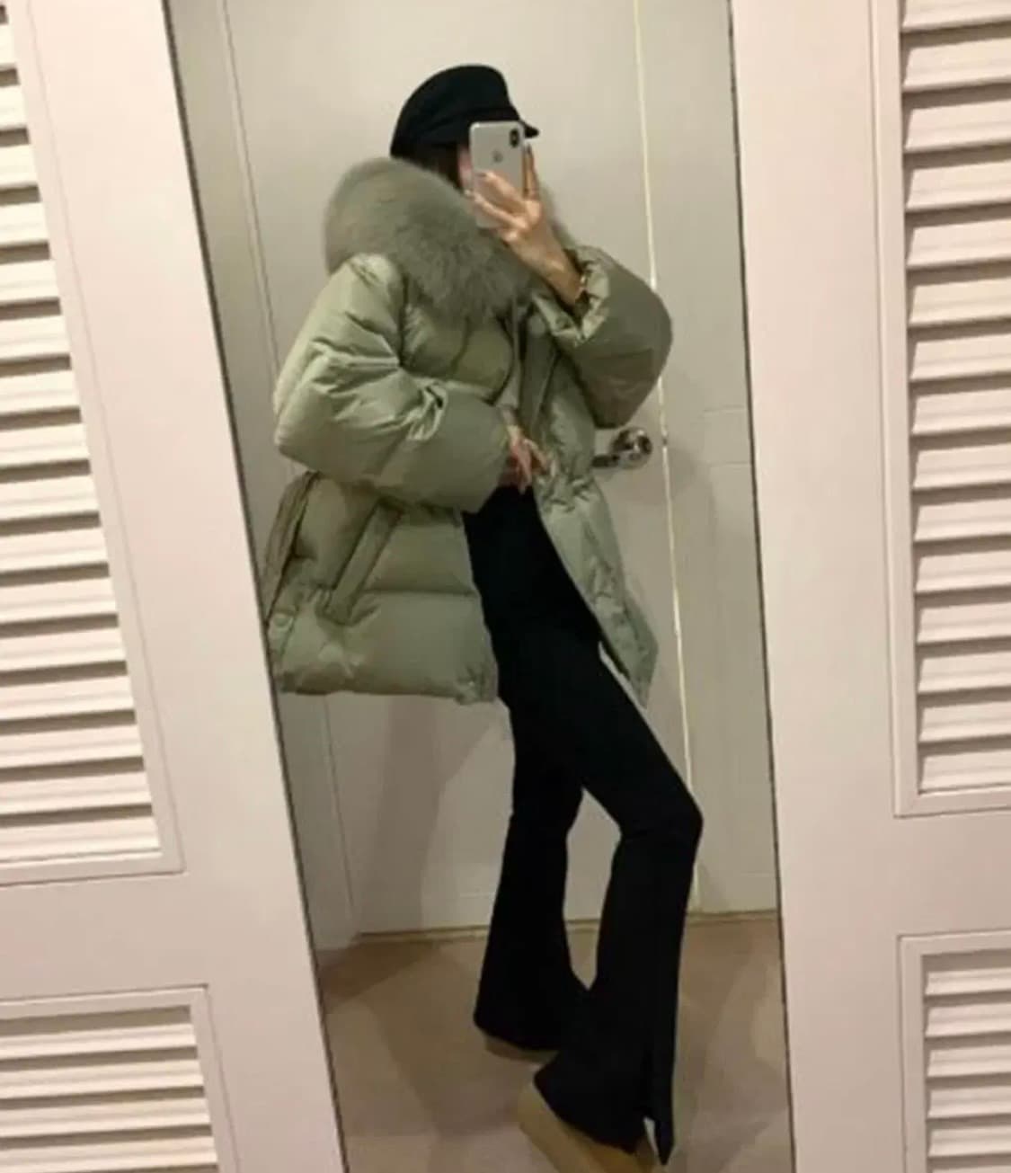 레브시티 벨트폭스패딩(카키) 상품이미지3